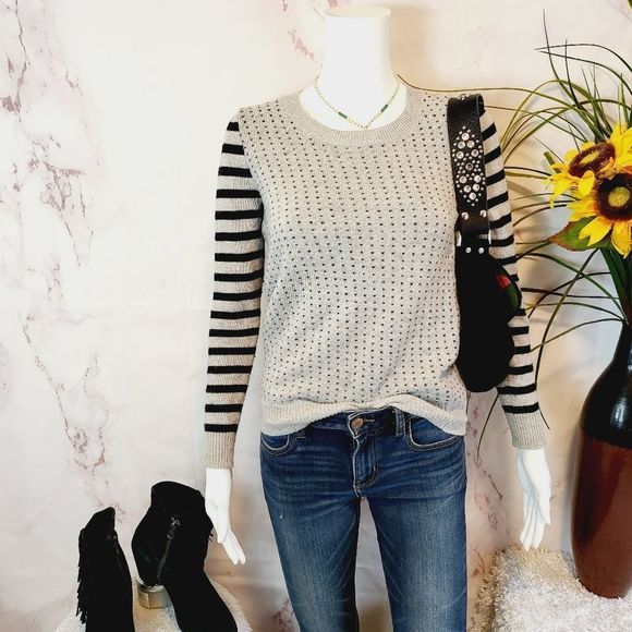Madewell Sweaters - Madewell hearts with stripe sleeves cotton blend sweater